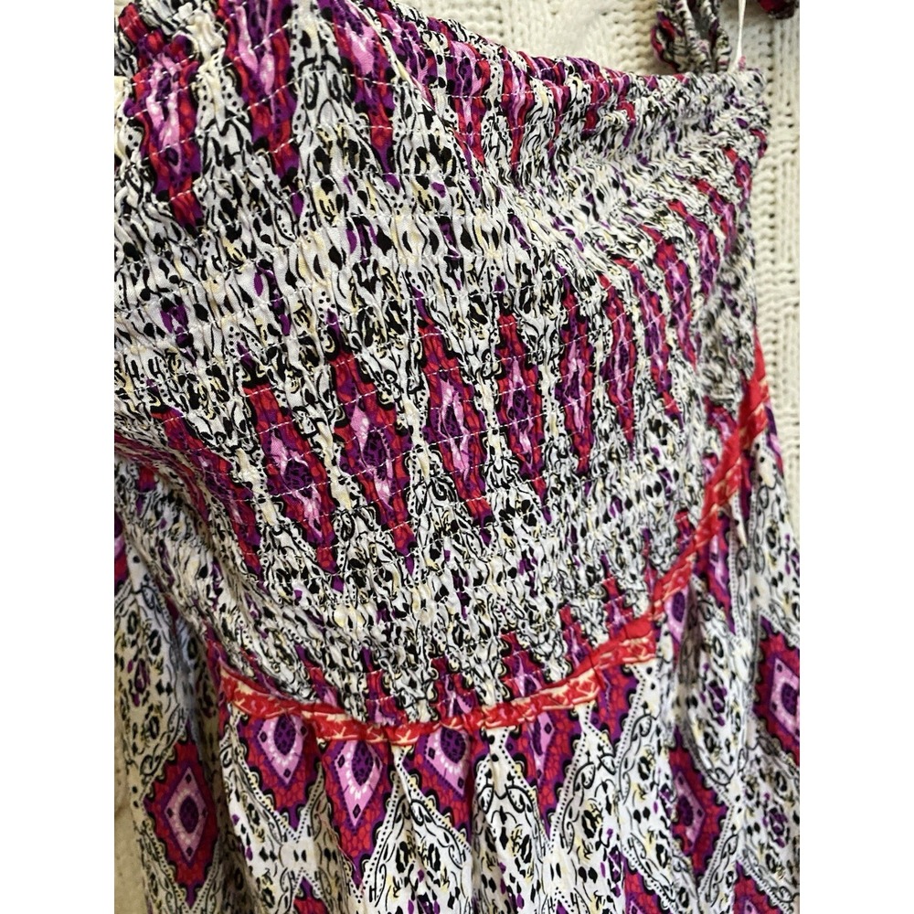 Sundress Maxi Flutter Sleeve Rayon Women's XL (40" Bust)‎ Peasant Boho Red Pink - Picture 3 of 8